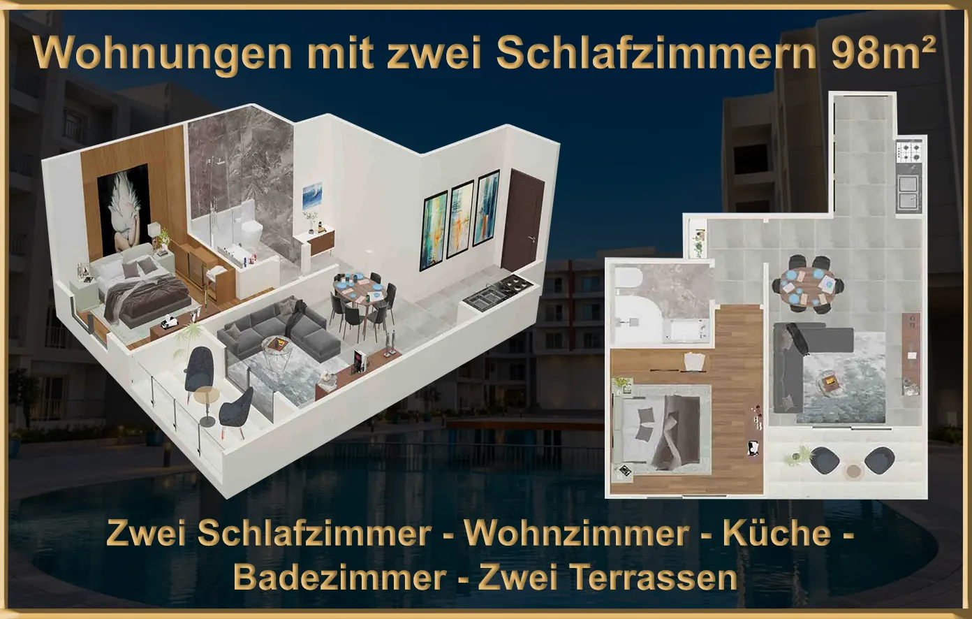 Wohnungen mit zwei Schlafzimmern 98 m² zum Verkauf in Hurghada